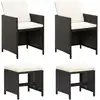 Image de vidaXL Jeu de chaise et tabouret de jardin 4 pcs Résine tressée Noir