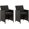 Image de vidaXL Chaises de jardin lot de 2 avec coussins Résine tressée Noir