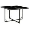 Image de vidaXL Table de jardin en polyrotin et verre Noir 109 x 107 x 74 cm
