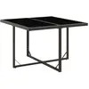 Image de vidaXL Table de jardin Noir 109x107x74 cm Résine tressée et verre