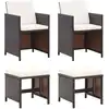 Image de vidaXL Jeu de chaise et tabouret de jardin 4 pcs Résine tressée Marron