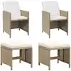 Image de vidaXL Chaises de jardin avec tabourets lot de 2 Résine tressée Beige