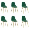 Image de vidaXL Lot de 6 Chaises à Manger, Sièges à Dîner, Chaises de Repas, Meubles de de Salle à Manger Cuisine Maison Intérieur, Vert Foncé Velours