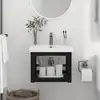 Image de vidaXL Cadre de lavabo de salle de bain mural Noir 40x38x31 cm Fer