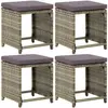 Image de vidaXL Tabourets de jardin lot de 4 avec coussins Résine tressée Gris