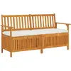 Image de vidaXL Banc de rangement avec coussin 148 cm Bois d'acacia solide