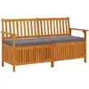Image de vidaXL Banc de rangement avec coussin 148 cm Bois d'acacia solide