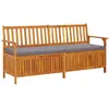 Image de vidaXL Banc de rangement avec coussin 170 cm Bois d'acacia solide