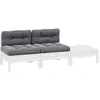 Image de vidaXL Salon de jardin 3 pcs avec coussins Blanc Bois de pin massif