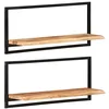 Image de Étagères murales 2 pcs 80x25x35 cm Bois d acacia et acier
