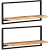Image de vidaXL Étagères murales 2 pcs 80x25x35 cm Bois d'acacia et acier