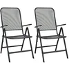 Image de vidaXL 2X Chaises Pliables de Jardin Sièges de Jardin Chaises de Terrasse Sièges de Patio Meubles de Patio Extérieur Maille Métallique Anthracite