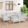 Image de vidaXL Salon de jardin 9 pcs blanc bois de pin massif