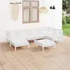 Image de vidaXL Salon de jardin 7 pcs Bois de pin massif Blanc