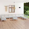 Image de vidaXL Salon de jardin 11 pcs Blanc Bois de pin massif