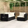 Image de vidaXL Salon de jardin 3 pcs avec coussins Noir Résine tressée