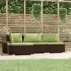 Image de vidaXL Salon de jardin 4 pcs avec coussins Marron Résine tressée
