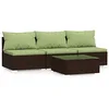 Image de vidaXL Salon de jardin 4 pièces avec coussins en polyrotin Marron