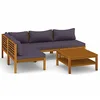 Image de vidaXL Bois d'Acacia Solide Salon de Jardin 5 pcs avec Coussin Mobilier de Patio Meubles d'Extérieur Meubles de Terrasse Mobilier de Jardin