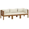 Image de Canapé de jardin 3 places et coussin crème Bois d acacia massif