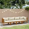 Image de vidaXL Canapé de jardin 4 places et coussin crème Bois d'acacia massif