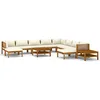 Image de vidaXL Bois d'Acacia Solide Salon de Jardin 12 pcs avec Coussin Mobilier de Patio Meubles d'Extérieur Mobilier de Jardin Meubles de Terrasse Crème