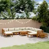 Image de vidaXL Salon de jardin 12 pcs avec coussin crème Bois d'acacia solide