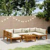 Image de vidaXL Salon de jardin 7 pcs avec coussin crème Bois d'acacia solide