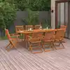 Image de vidaXL Ensemble à manger de jardin 9 pcs 220x90x75 cm bois d'acacia