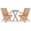 Image de vidaXL Ensemble de Salle à Manger de Jardin 3 pcs Mobilier à Dîner de Patio Table et Chaises de Repas de Terrasse Extérieur Bois de Teck Massif