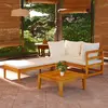 Image de vidaXL Salon de jardin 3 pcs avec coussins blanc crème Bois d'acacia