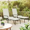 Image de vidaXL Chaises longues avec repose-pied 2 pcs Résine tressée Noir