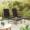 Image de vidaXL Chaises longues avec repose-pied 2 pcs Résine tressée Gris