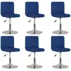 Image de vidaXL Chaises pivotantes à manger lot de 6 bleu tissu
