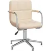 Image de vidaXL Chaise pivotante de salle à manger Crème Tissu
