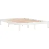 Image de vidaXL Bois de Pin Massif Cadre de Lit Sommier à Lattes Lit Double Lit Adulte Cadre à Lattes sur Pied Chambre à Coucher Intérieur Blanc 160x200 cm