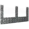Image de vidaXL Panier de gabion en forme de U avec 3 poteaux Fer 260x20x150 cm