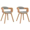 Image de vidaXL Lot de 2 Chaises à Manger, Sièges à Dîner, Chaises de Repas, Meubles de Salle de Séjour Cuisine Maison Intérieur, Taupe Bois Courbé et Tissu