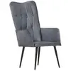 Image de vidaXL Chaise à oreilles Gris Cuir véritable