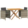 Image de vidaXL Ensemble de Salle à Manger de Jardin 3 pcs avec Coussins Mobilier à Dîner de Terrasse Table et Chaises de Repas de Patio Extérieur Gris
