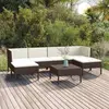 Image de vidaXL Salon de jardin 7 pcs avec coussins Résine tressée Marron