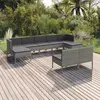 Image de vidaXL Salon de jardin 9 pcs avec coussins Résine tressée Gris