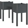 Image de vidaXL 2X Bois Massif de Pin Jardinières d'Extérieur Pots de Fleurs de Jardin Lits Surélevés Bacs à Plantes Patio Balcon Gris 40x40x70 cm