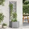 Image de vidaXL Jardinière avec treillis 43x43x142 cm PP Gris pierre