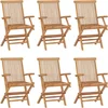 Image de vidaXL Lot de 6 Chaises Pliables de Jardin, Sièges de Terrasse, Chaises de Balcon, Meubles de Patio Extérieur, Bois de Teck Solide