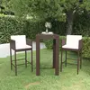 Image de vidaXL Meubles de bar de jardin 3pcs et coussins Résine tressée Marron