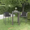 Image de vidaXL Ensemble de bar de jardin 3 pcs et coussins Résine tressée Gris