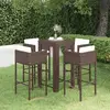 Image de vidaXL Ensemble bar de jardin 5 pcs et coussins Résine tressée Marron