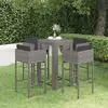 Image de vidaXL Ensemble de bar de jardin 5 pcs et coussins Résine tressée Gris