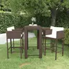 Image de vidaXL Ensemble bar de jardin 5 pcs et coussins Résine tressée Marron